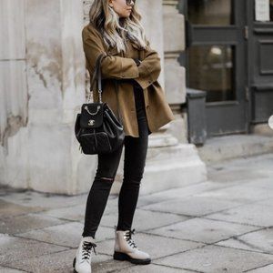 Mango Oversized Wool Blend Brown Shacket Jacket  S